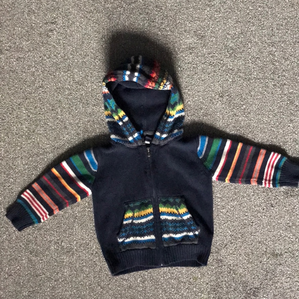 BabyGAP cotton knit hooded zipped sweater, pockets
